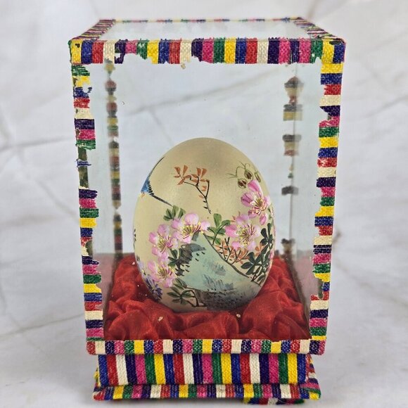 Set of 3 Handpainted Eggs in Individual Boxes Asian Design Hand Painted Vintage - Picture 11 of 16